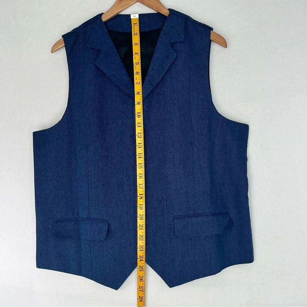 NWOT Unbranded Men's Vest Classic Herringbone Tweed V Neck Chest Pocket Sz L
